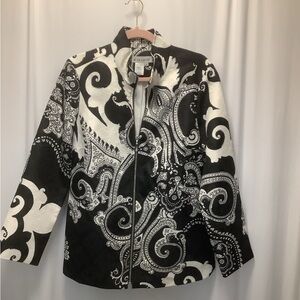 Elegant Black and White Paisley Blazer